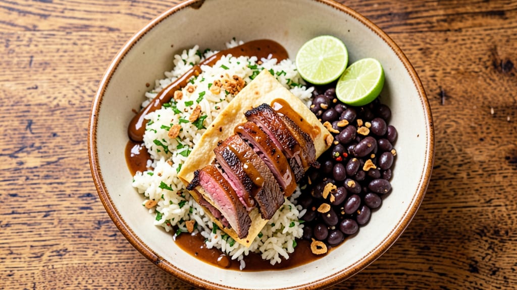 Carne Asada Burritos With Rice and Beans Recipe: Charred Steak and Smoky Bean Burst