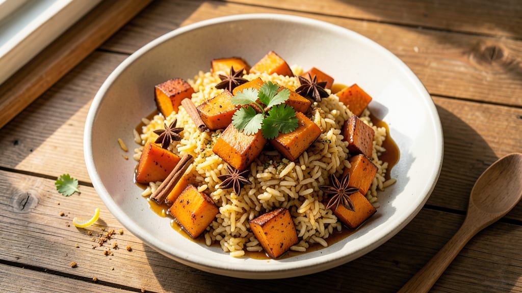 Chinese Pumpkin Rice Recipe: Silky Rice with Spiced Roasted Squash
