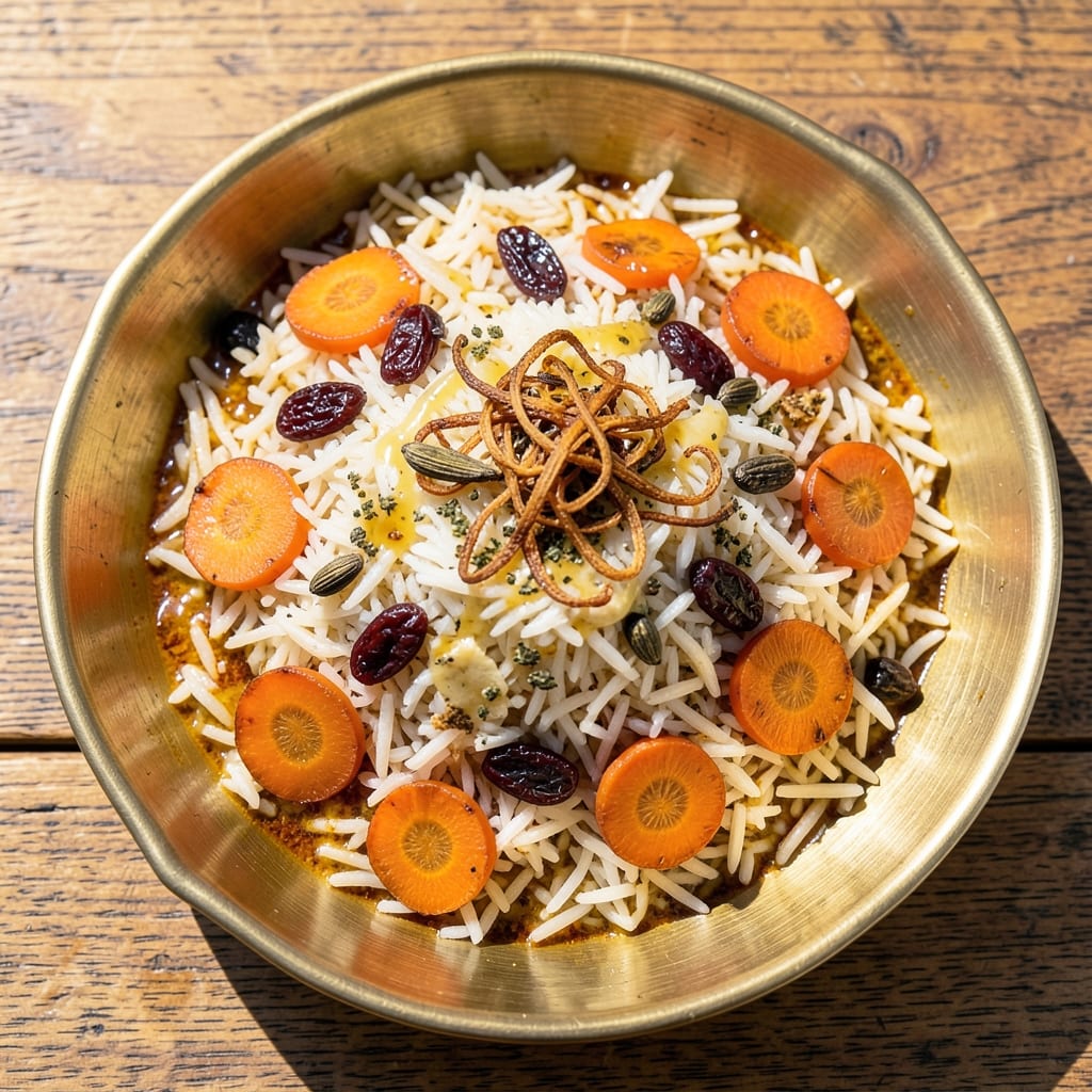 Afghani Rice With Carrots and Raisins Recipe: Fragrant Saffron and Cardamom Spice Harmony