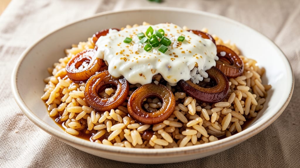 Brown Onion Rice Recipe: Sweet-Caramelized Aromas in One Pan