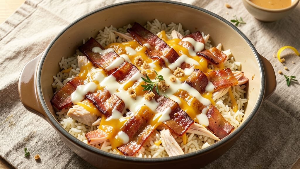 Chicken Bacon Rice Casserole Recipe: Smoky, Crispy-Topped One-Pan Masterpiece