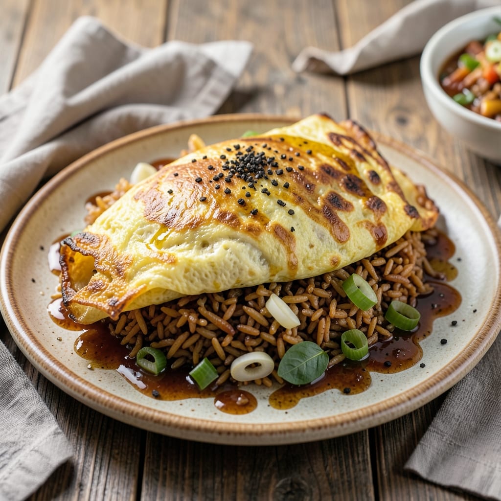 Adobo Fried Rice Omelette Recipe: Savory Soy-Vinegar Crunch in One Skillet
