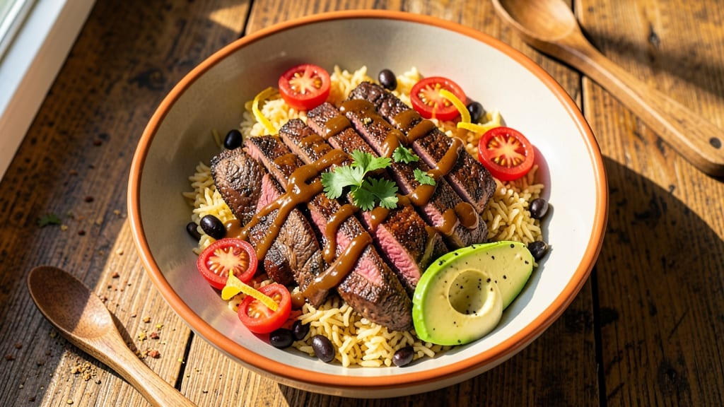 Chipotle Steak and Rice Bowl Recipe: Smoky Chipotle Crunch Over Fluffy Rice