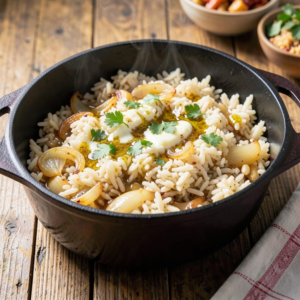 One-Pot Rice Recipe: Golden Crispy Bottom Without Stirring