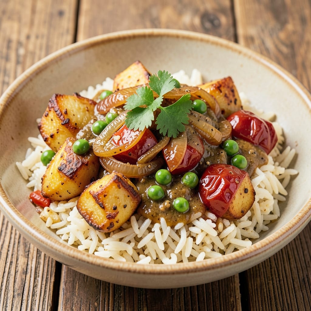 Aloo Matar Rice Recipe: Creamy Potato Peas Pilaf With Toasted Cumin Crunch