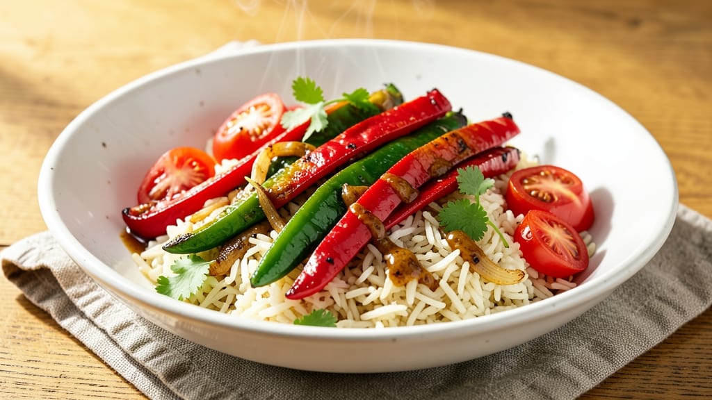 Capsicum Rice Indian Recipe: Spiced Tomato Gravy with Crispy Bellies