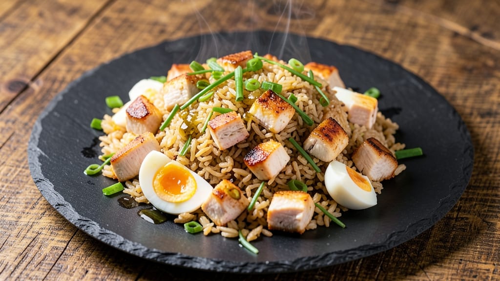 Chicken Fried Rice Recipe Tasty: Savory Egg and Scallion Crunch in One Pan