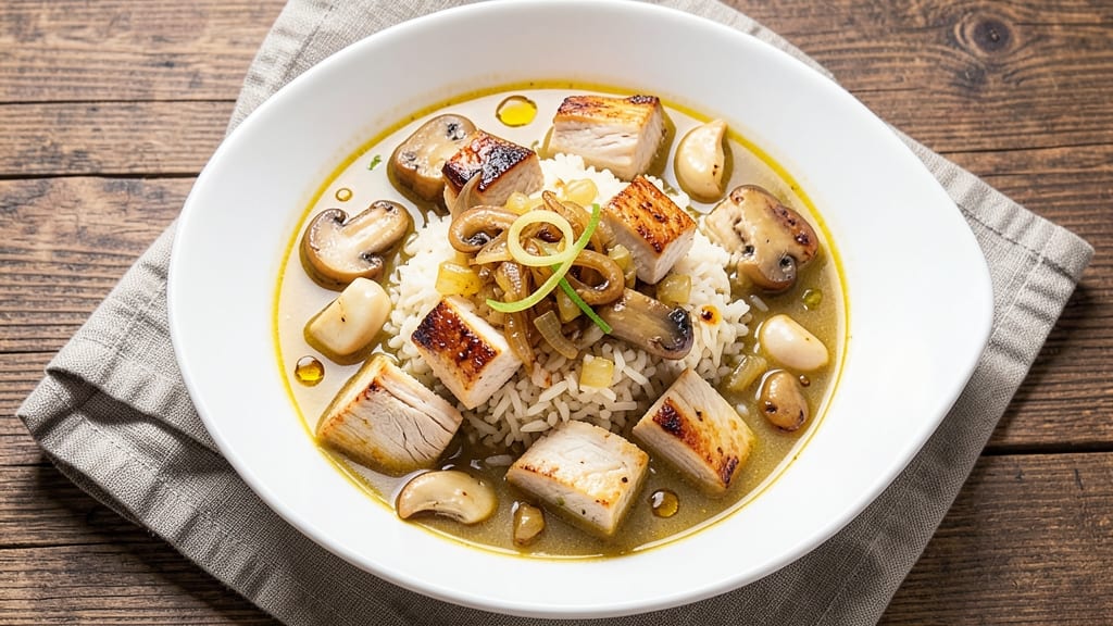 Chicken Rice Golden Mushroom Soup Recipe: Umami-Rich Broth with Silky Rice and Earthy Mushrooms