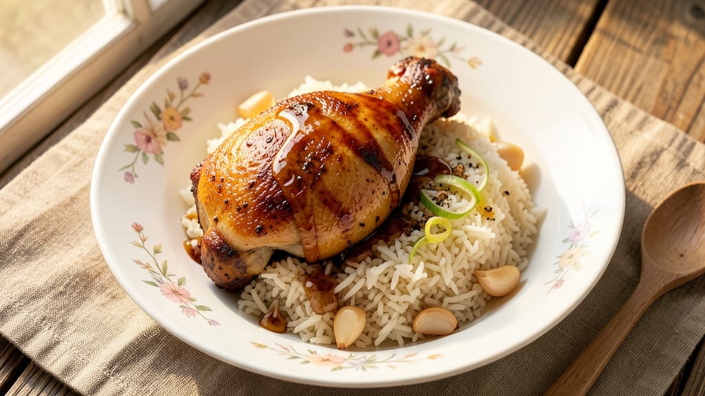 Chicken Rice Roasted Chicken Recipe: Juicy Crispy Skin With Fragrant Jasmine Rice