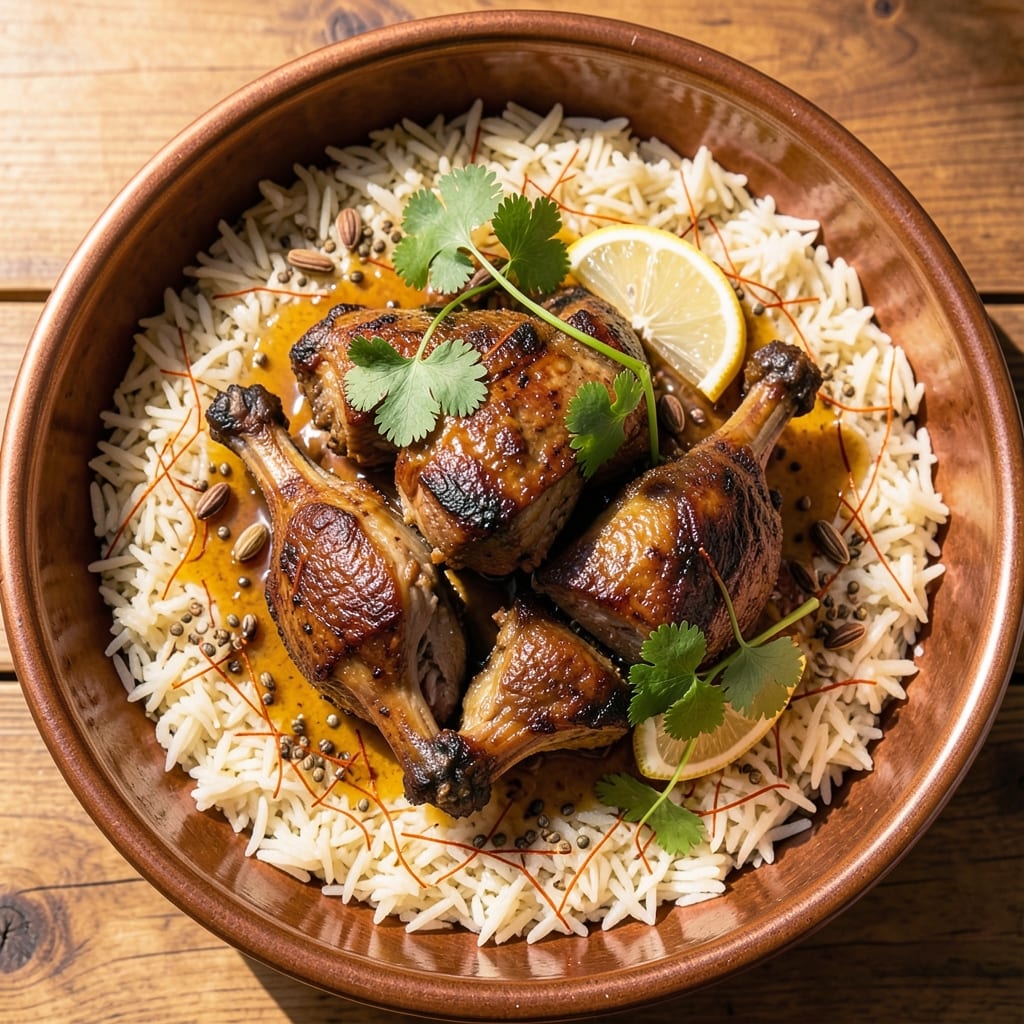 Arabic Mandi Rice Recipe: Saffron-Infused Spiced Rice with Tender Lamb
