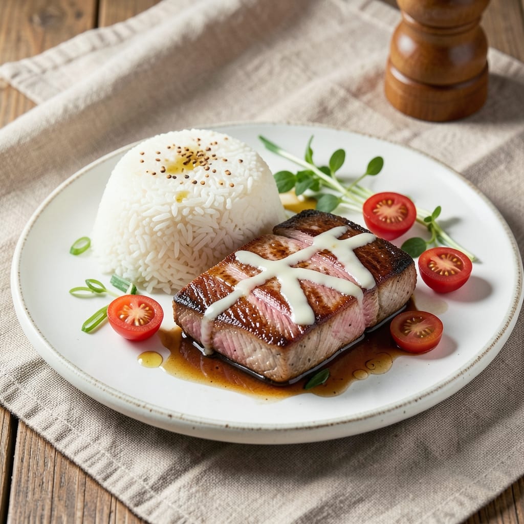 Asian Tuna Steak Recipe with Rice: Sesame-Seared Crispiness Over Fluffy Jasmine Grains