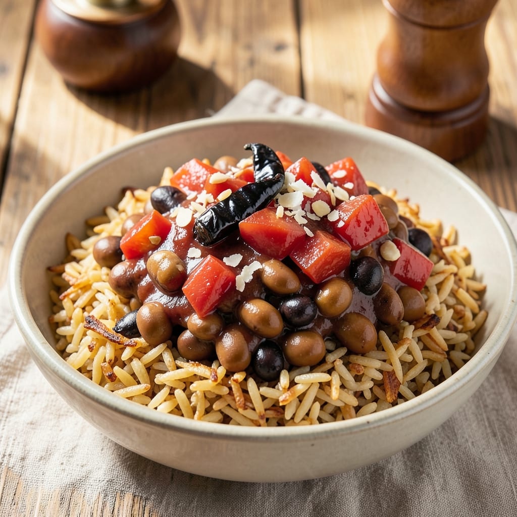 African Beans and Rice Recipe: One-Pot Spice Symphony with Toasted Grain Crunch