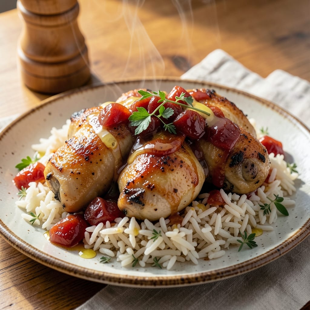 Apricot Chicken and Rice Recipe: Sweet-Tangy One-Pan Harmony