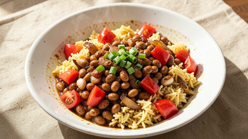 Cajun Pinto Beans and Rice Recipe: Spiced Tomato Gravy Over Smoky Jasmine Grains