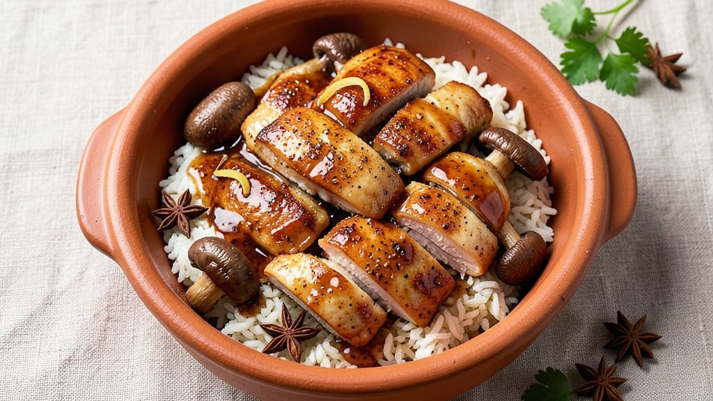 Chicken Mushroom Claypot Rice Recipe: Fragrant Five-Spice Rice with Umami Depth