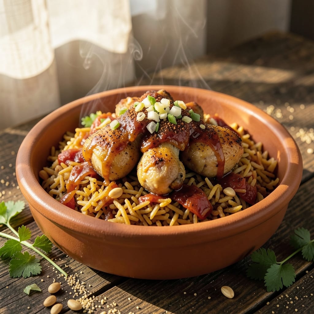 African Jollof Rice and Chicken Recipe: Tomato-Basmati Fusion with Smoky Grilled Crust