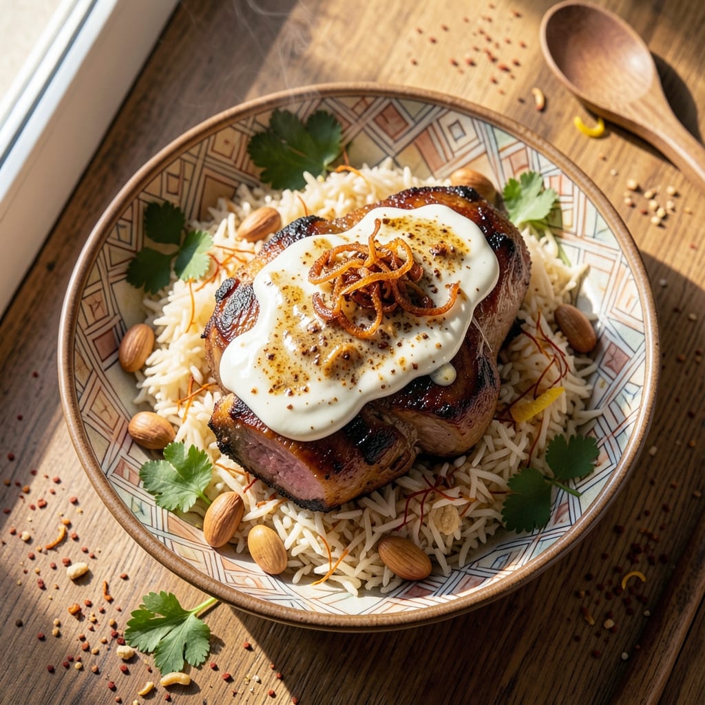 Arabic Lamb and Rice Recipe: Spiced Yogurt Marinated Tenderness