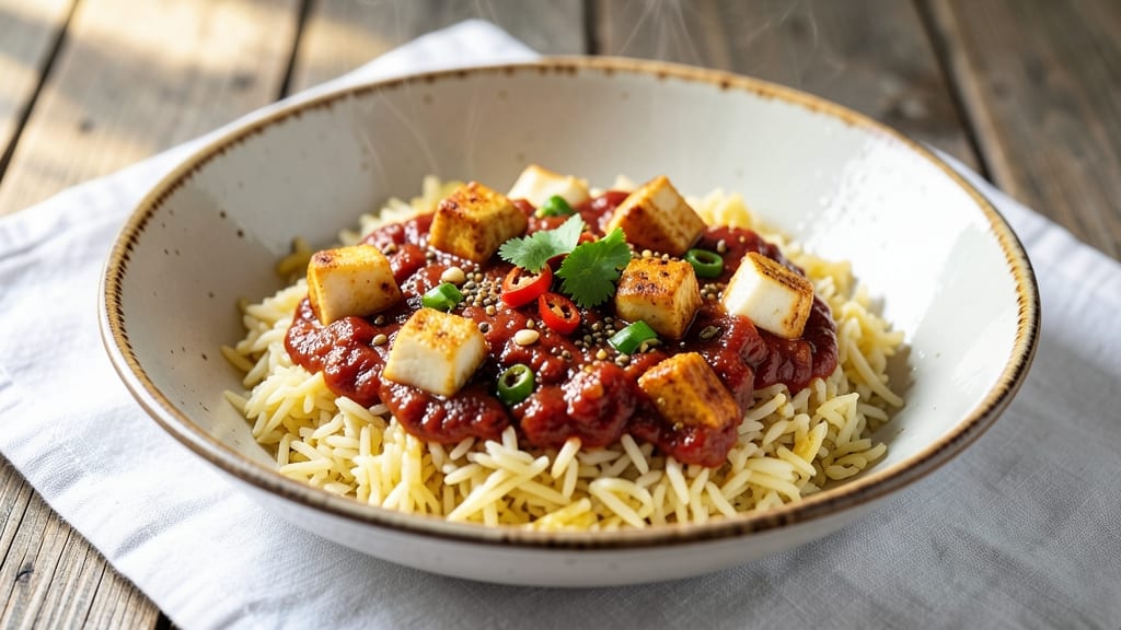 Chilli Paneer Rice Recipe: Spiced Tomato Gravy Over Fragrant Jasmine Rice