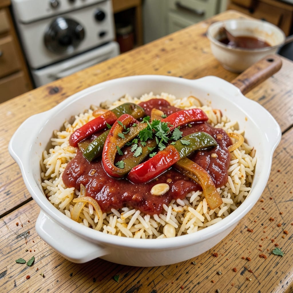 1960s Spanish Rice Recipe: Tomato-Soaked Flavor with Crispy Edges