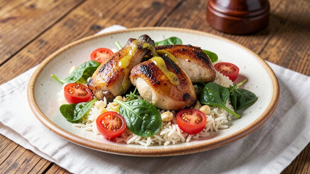 Chicken Spinach Tomato Rice Recipe: One-Pan Herb-Infused Harmony
