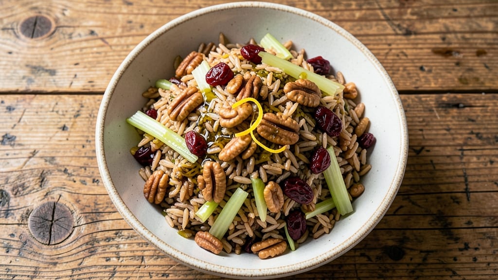Brown and Wild Rice Salad Recipe: Nutty Earthy Blend With Toasted Celery Crunch