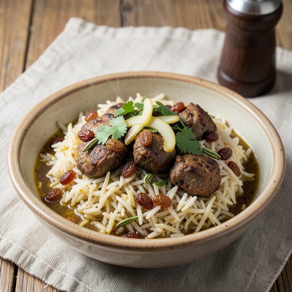 Afghan Basmati Rice Recipe: Spiced Lamb and Raisin Fragrance