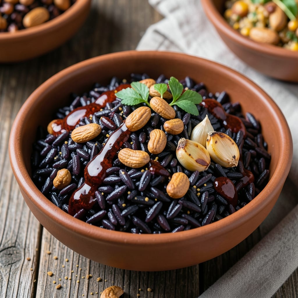 African Black Rice Recipe: Earthy Umami Crunch With Toasted Peanut Crust