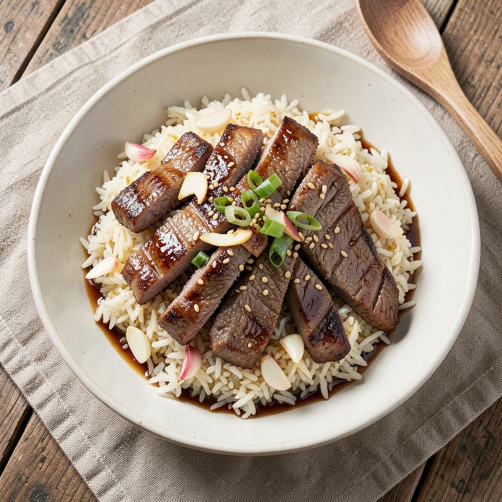 Asian Beef and Rice Bowl Recipe: Wok-Seared Umami Crunch With Garlic Ginger Heat
