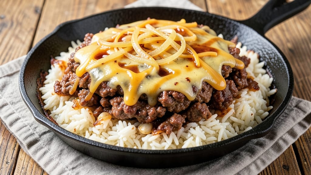 Cheeseburger Rice Skillet Recipe: One-Pan Crispy-Topped Protein Bomb