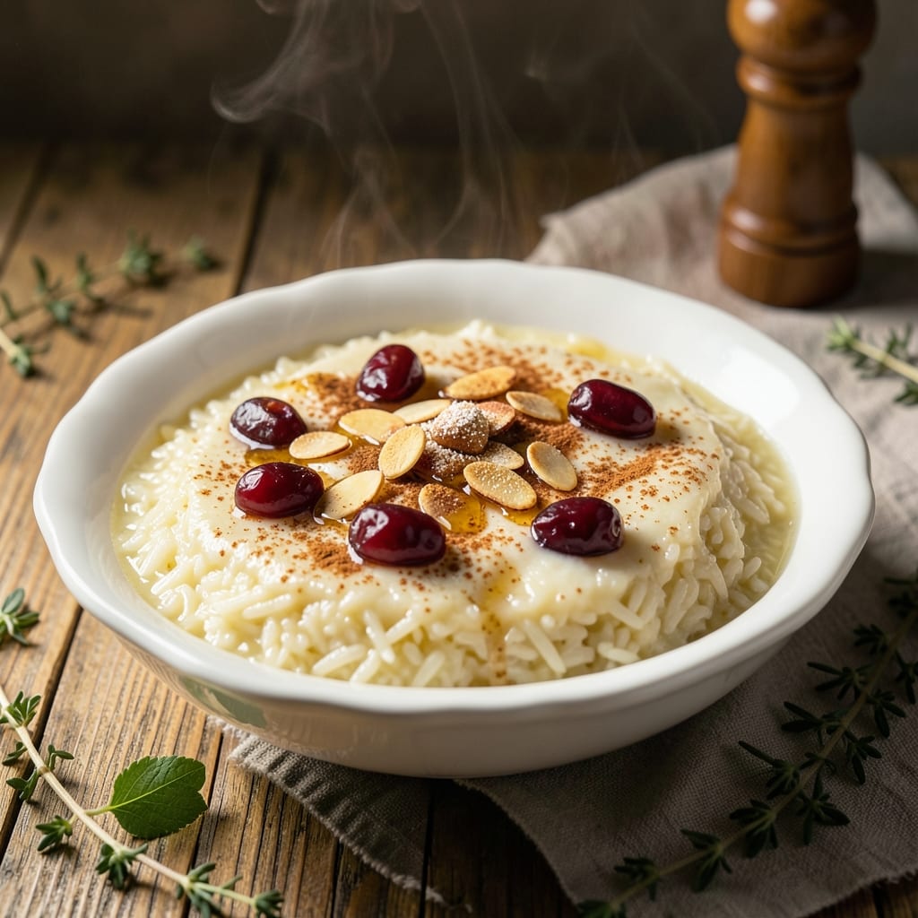 Armenian Rice Pudding Recipe: Barberry-Spiced Warmth with Toasted Almond Crunch