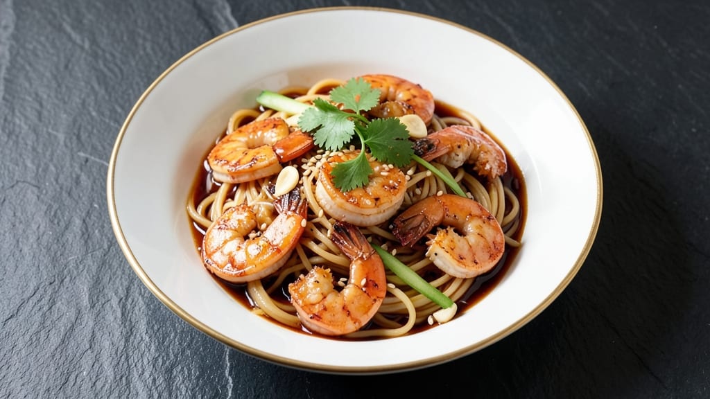 Chinese Rice Noodles with Shrimp Recipe: Lightly Stir-Fried in Garlic Ginger Oil